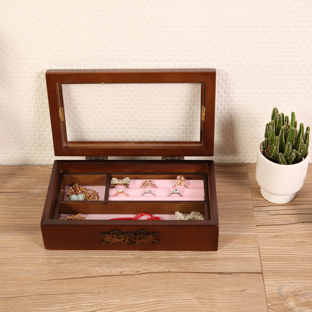 Portable Jewelry Display Storage Box Watch Ring Organizer Case for Women Men