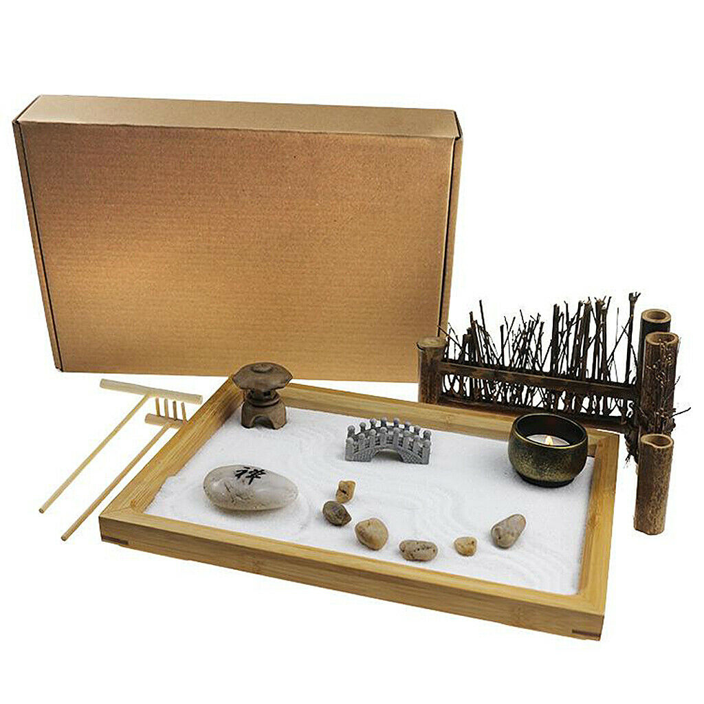 Zen Garden Sandbox Ornament Zen Sand Tray Meditation for Office