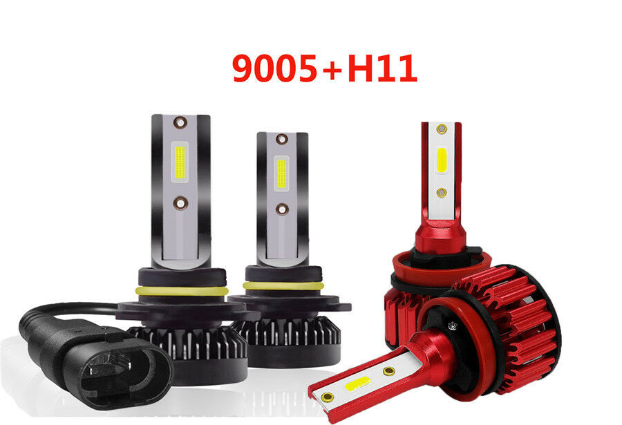 4pcs 9005 + H11 Combo ZES LED Headlight Bulbs Kit 6000K 200W 48000LM + Canbus