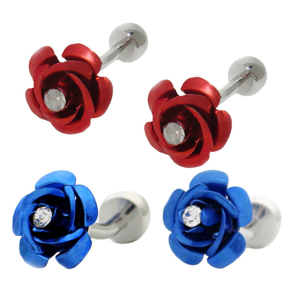 Retro Rose Flower Cufflinks Men Shirt Business Wedding Party Gift Red