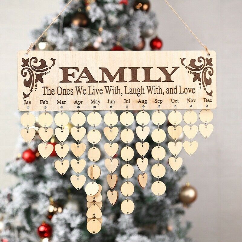 Birtay Gift Family Birtay Calendar Hanging Board DIY Wood Calendar Board RemN6X8