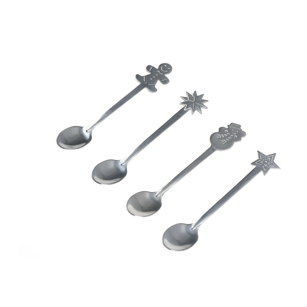 4pcs Christmas Stainless Steel Coffee Spoons Tea Spoons Dessert Snack Teas.l8