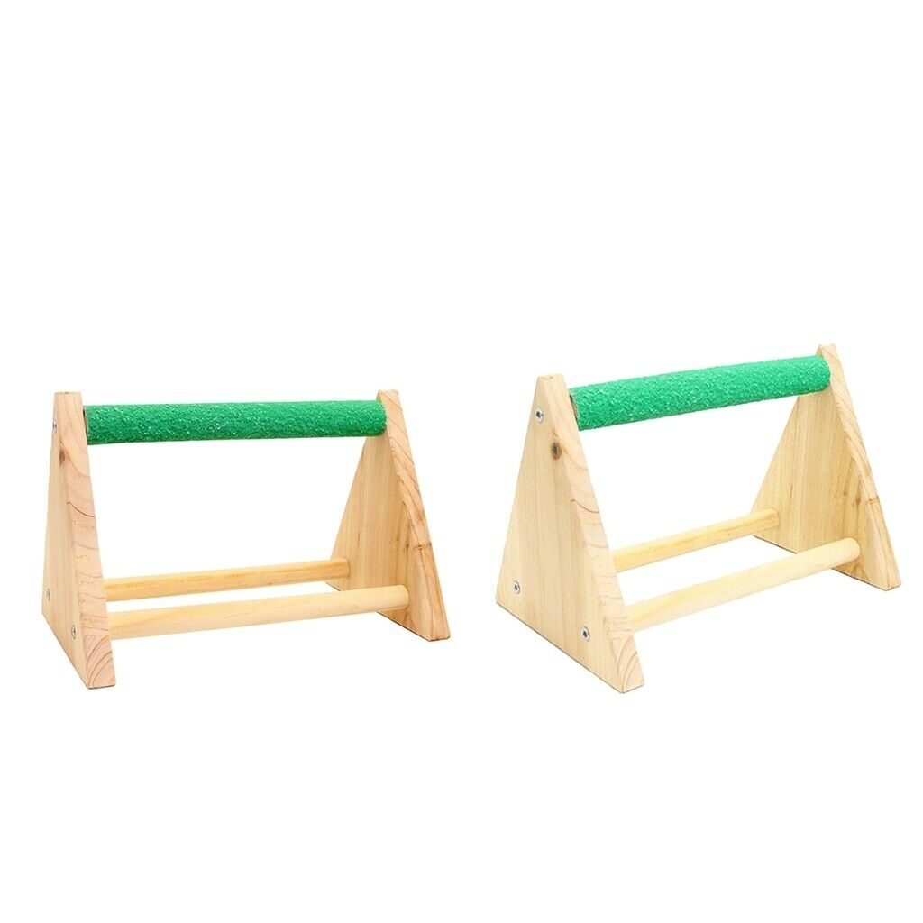 Pack 2 Wood Parrots Perch Tabletop Cage Bird Stand for Lovebirds Macaws