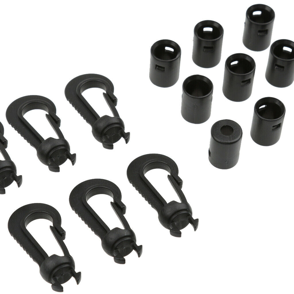 10 Black Kayak Boat Canoe Dinghy  Shock Cords End Snap Hooks Bag Clips