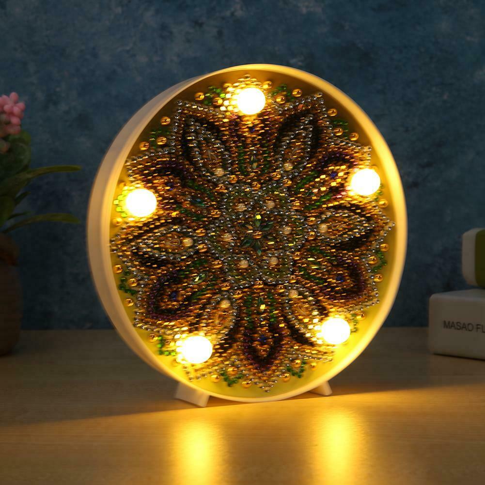 DIY Special Full Drill LED Diamond Painting Light Mandala Cross Stitch Lamp @
