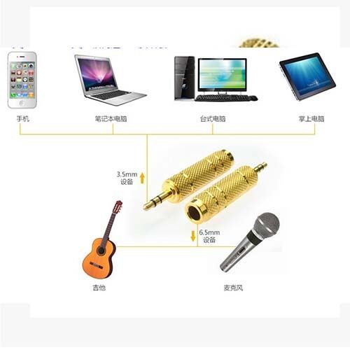 6.35mm 1/4" Female to 3.5mm Male Stereo Audio Hifi Mic Jack Adaptor Converter