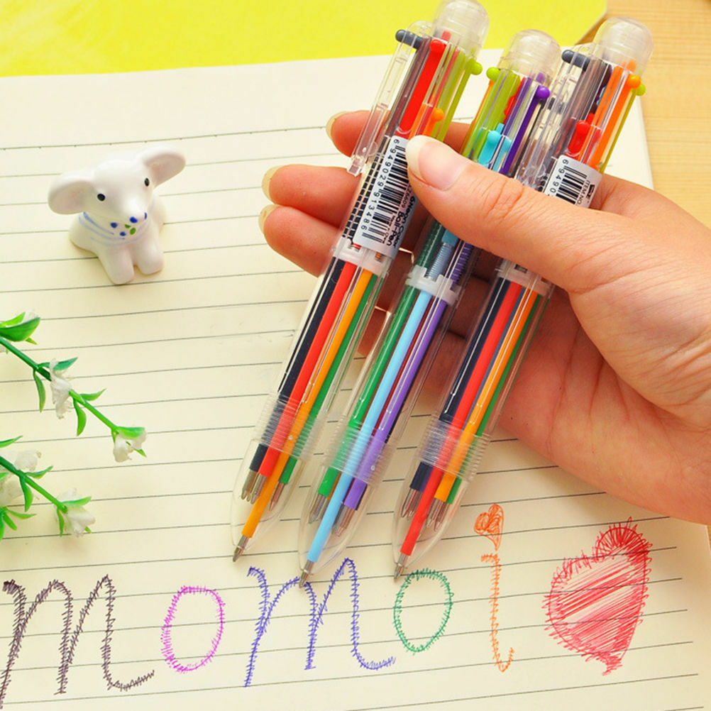 6 in 1 Novelty Colorful Ballpoint Pen Novel Office School Student Teacher Supply