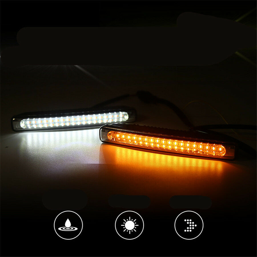 Pair Tricolor LED Daytime Running Turn Signal Light Car SUV DRL Fog Driving Lamp