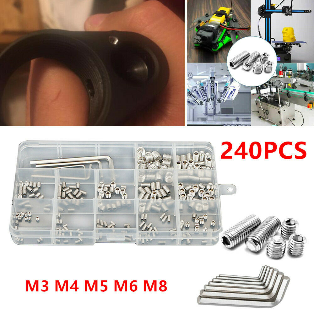 240x M3/4 M5/6 M8 Stainless Steel Allen Head Socket Hex Machine Screw wrench Kit