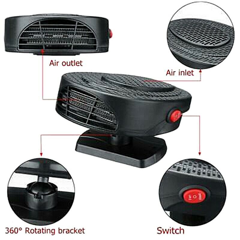 Protable Auto Car Fan Heater Removng Fogde Frosting Cool Air Warm Air Driving C5