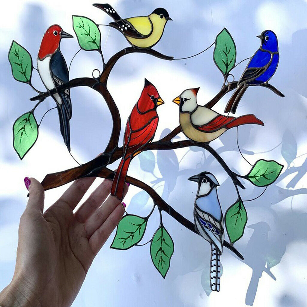 Stained Glass Hummingbird Suncatchers Metal Birds Home Windows Hanging Decor