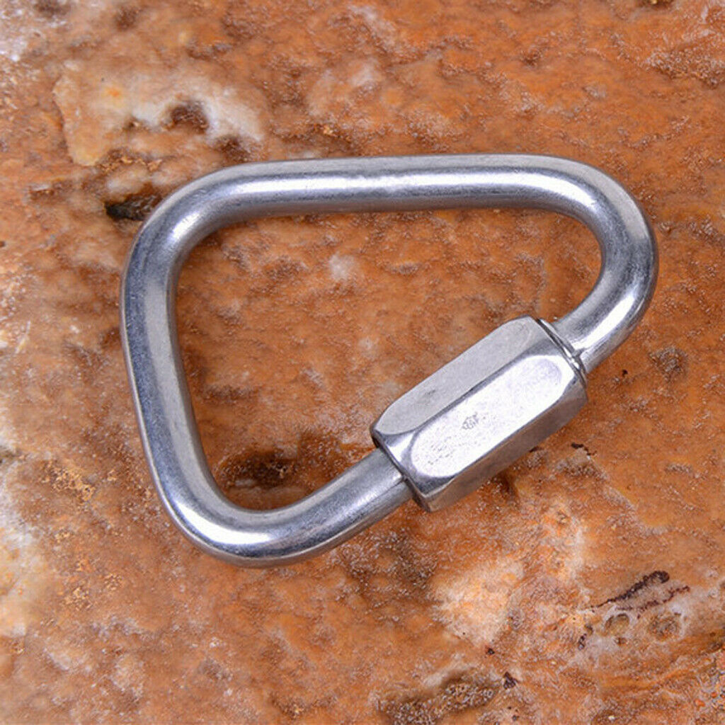 2pcs Stainless Steel 12KN Screwgate Locking Triangle Carabiner Outdoor Climbing