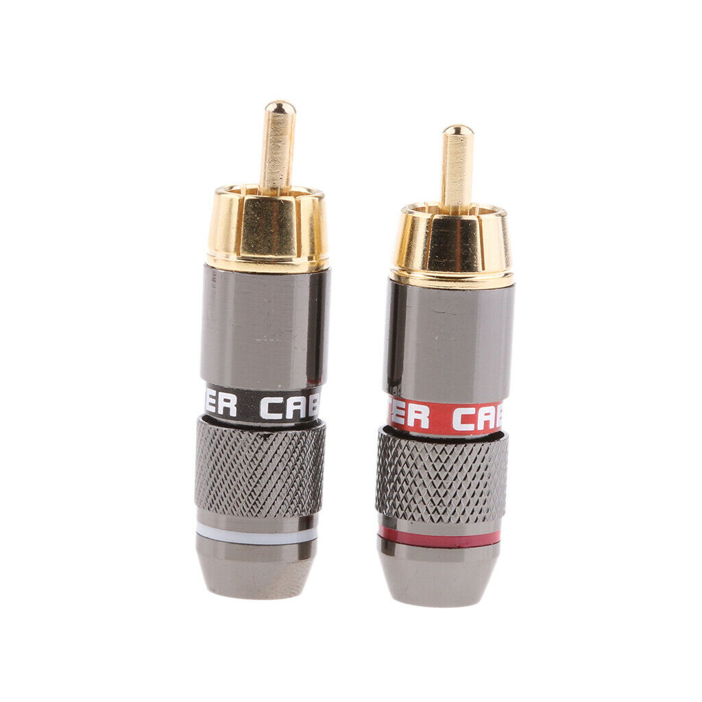 Set of 2 Copper RCA Phono Male Plug Solder Connector Audio Adapter Audio Plug AV
