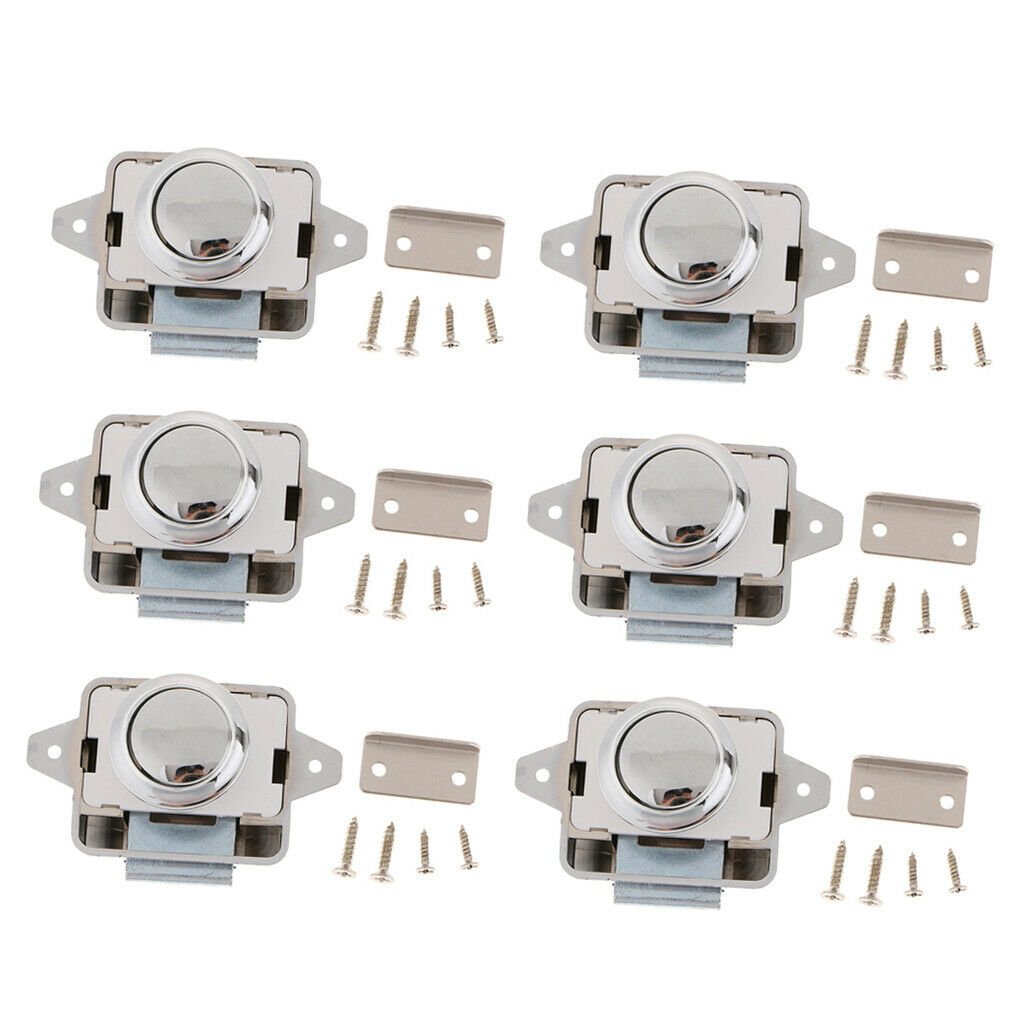 6x Push Button Cupboard Catch Lock Latch for Motorhome RV Boat Cabinet