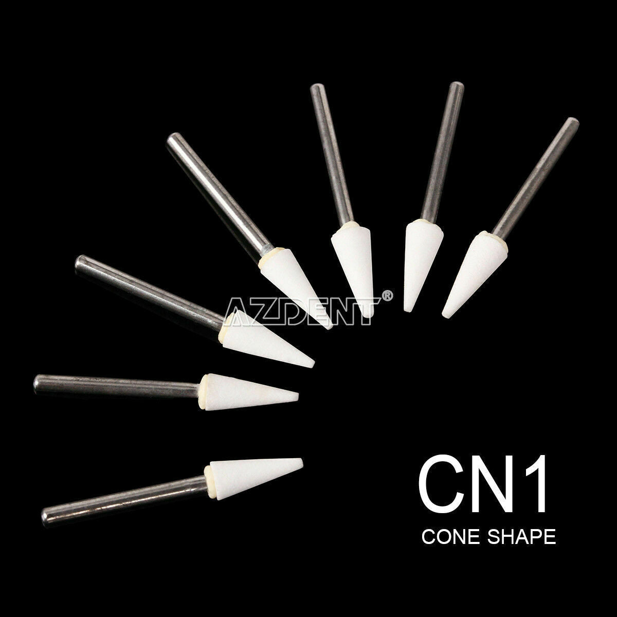 20X AZDENT Dental Polishing FG Burs Abrasion Cone White Stone CN1 Points Burs
