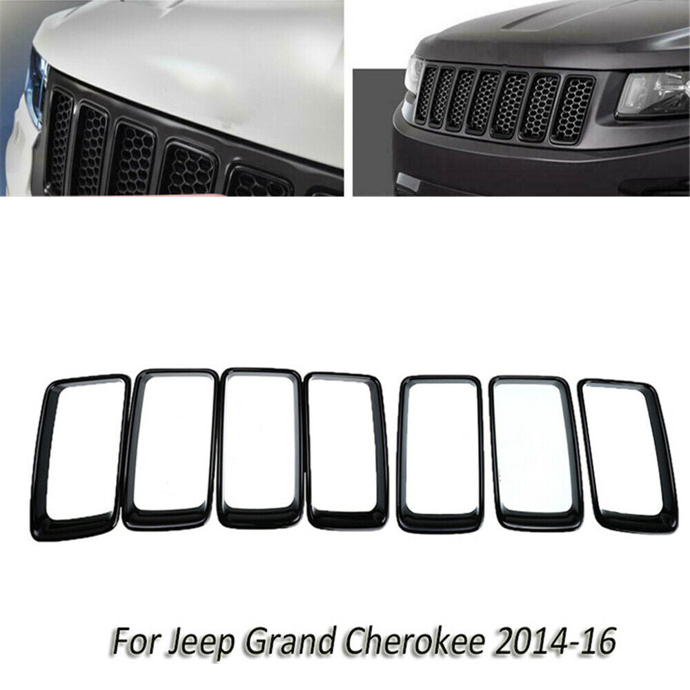 For 2014-2016 Jeep Grand Cherokee Front Grille Trim Ring Insert Trim Gloss Black