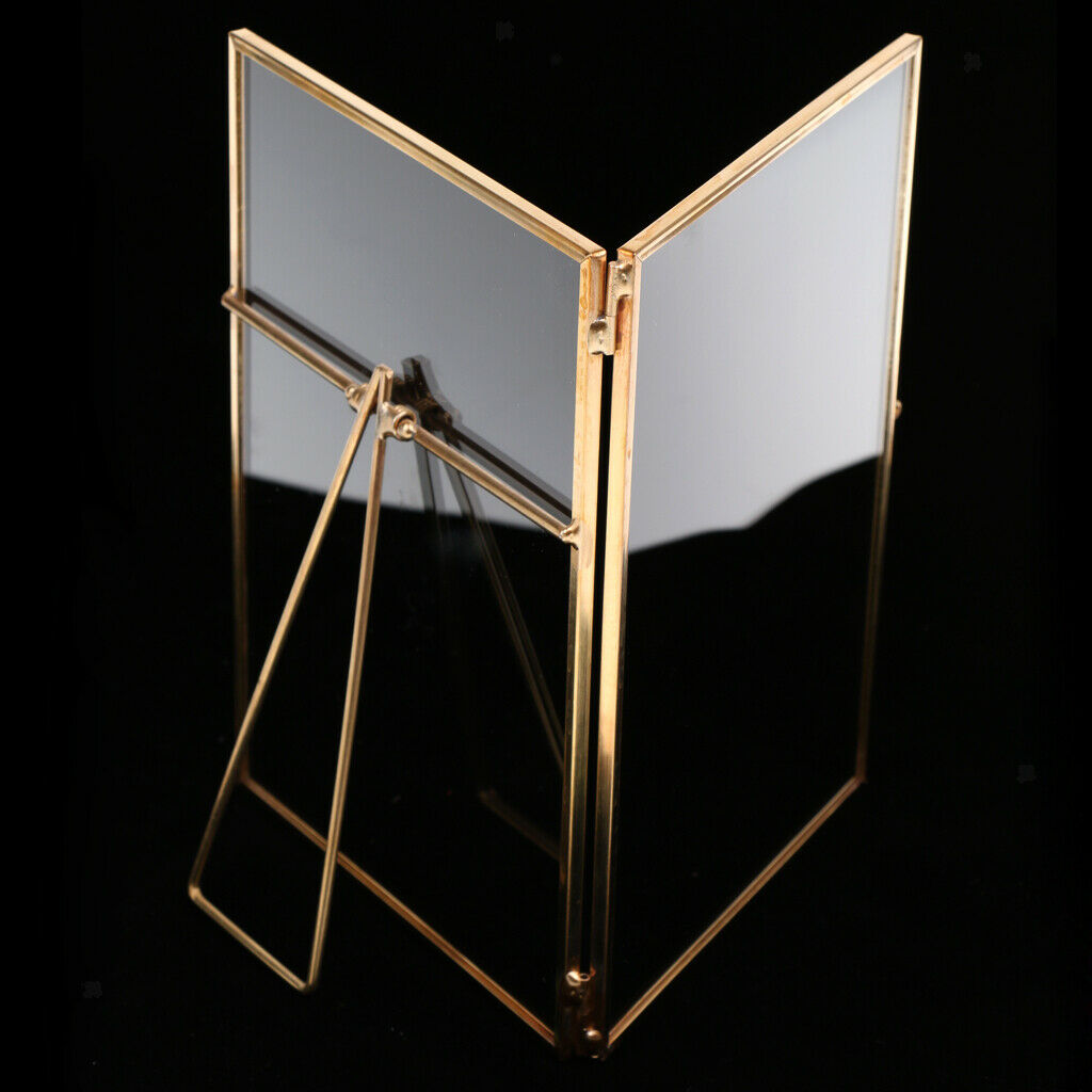 2Pcs Metal Glass Freestanding Desk Photo Picture Frame Portrait Holder 4x6in