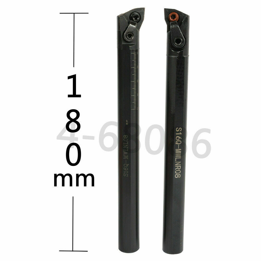2PCS S16Q-MWLNR08 + S16Q-MWLNL08 16*180mm lathe turning boring bars for WNMG0804