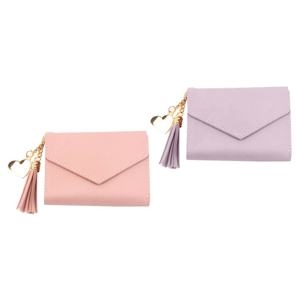 2pcs Casual Leather Wallet Coin Cash Card Holder Handbag Clutch Card Bag
