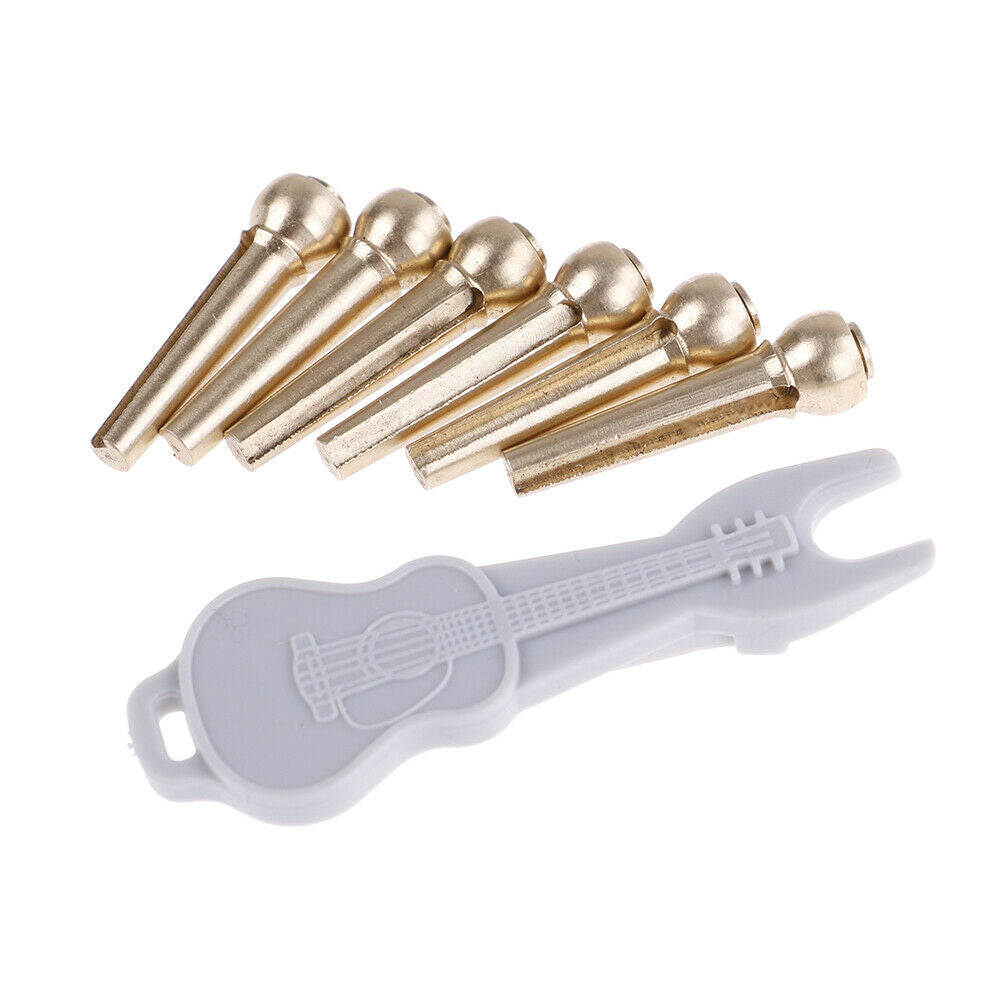 6pcs Brass Premium Bridge Pins Set For Acoustic Guitar Turned String Pegs.l8