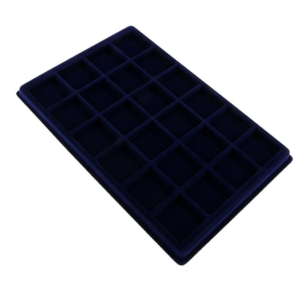 45x45mm Velvet Frame Coins/Jewelry Display Exhibition Tray Storage Case-Blue