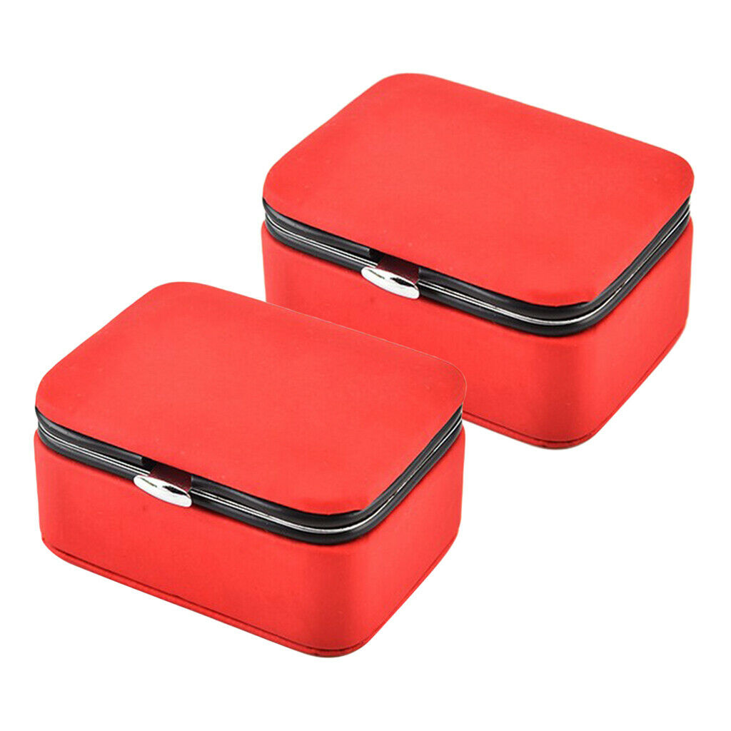 2 Pack PU Leather Jewelry Gift Box Pendant Earrings Trinket Storage Box Red