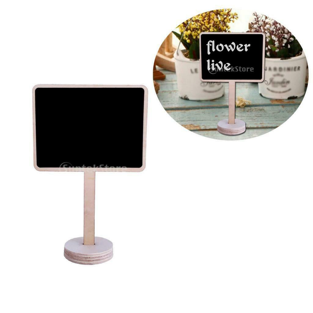 10 Pieces Rectangle Wood Blackboards Message Number Tag Place Card Holder Wooden