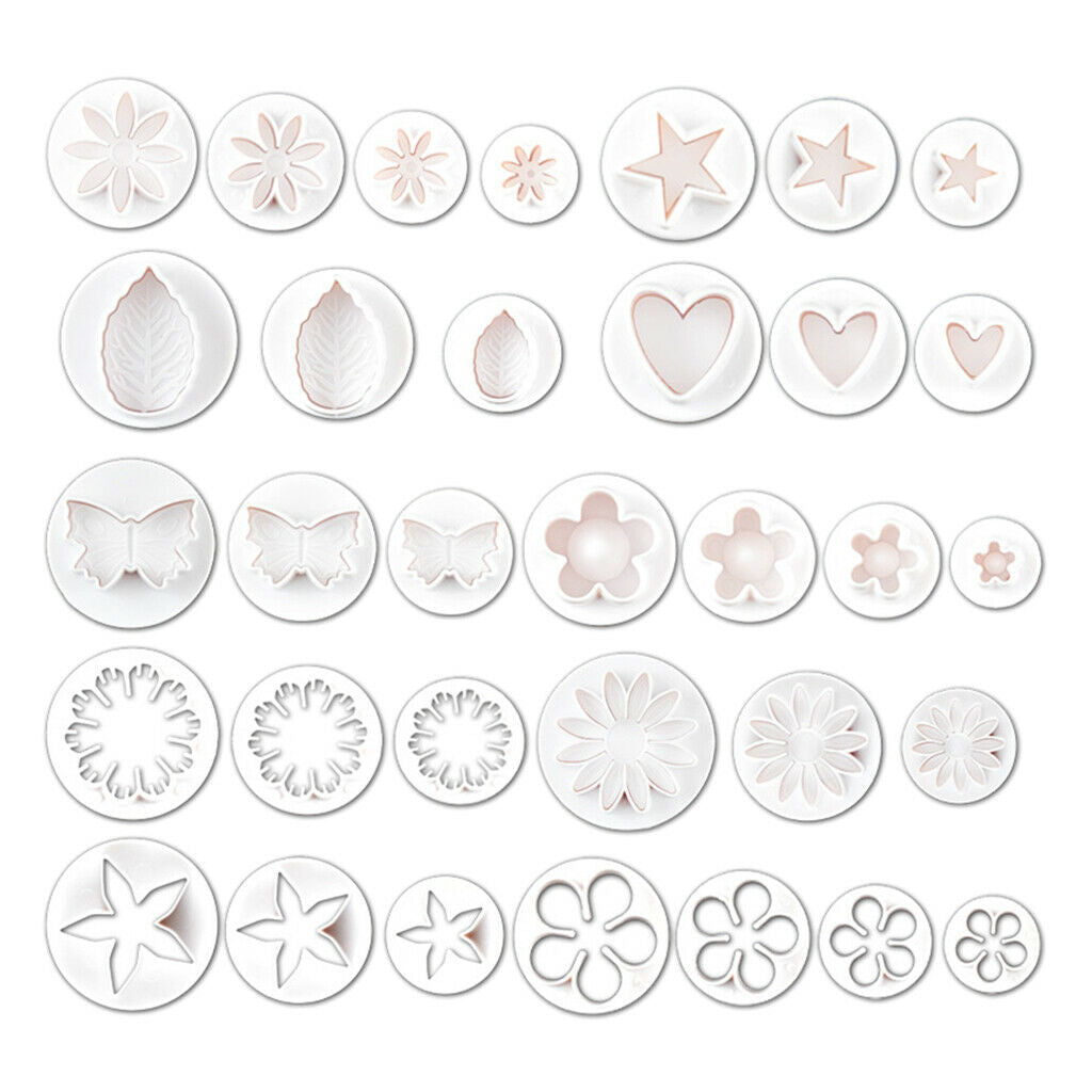 33 Pieces Cookie Biscuit Plunger Cutter Flower Heart Shape Decorating Mold