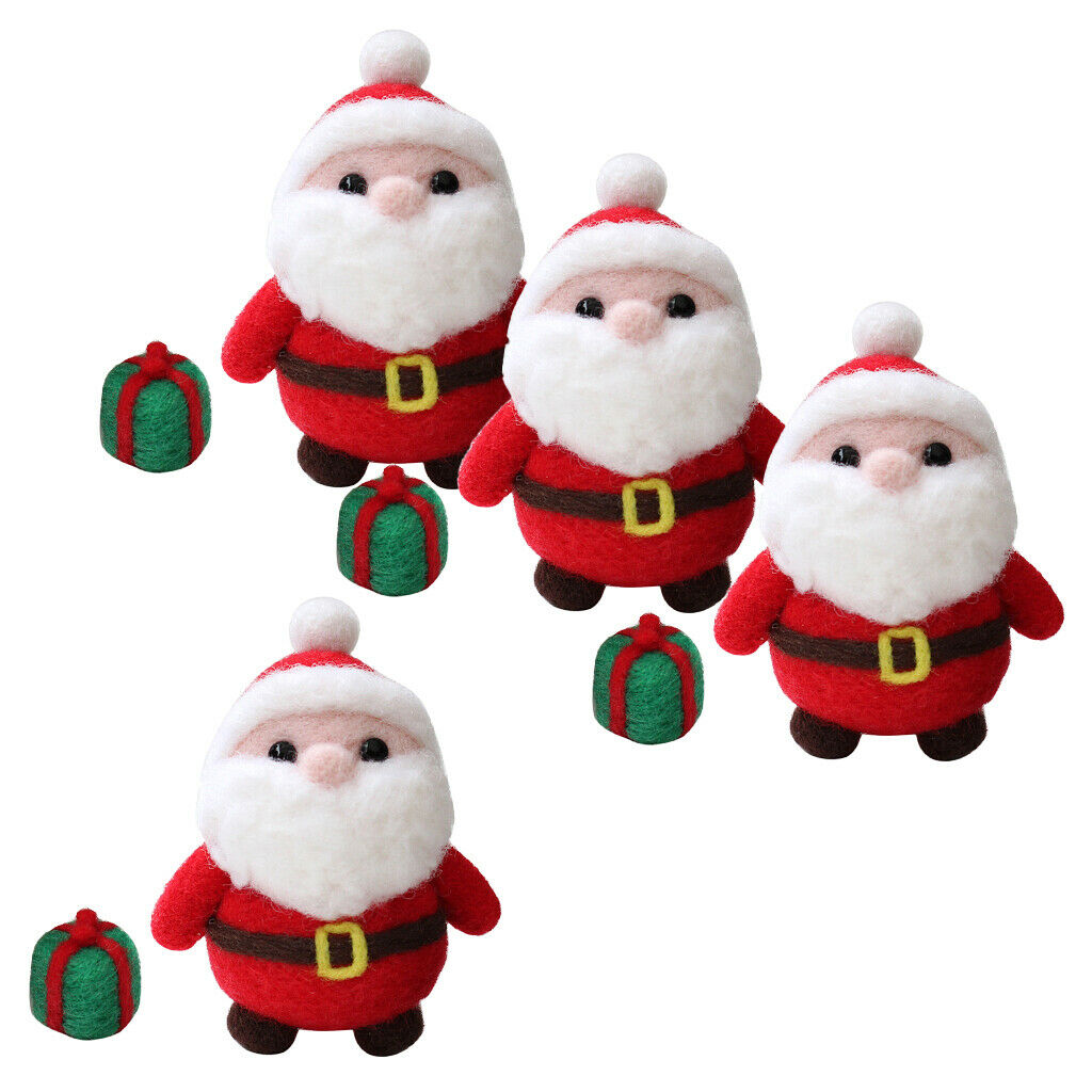 4-Packs Lovely Needle Felting Santa Claus Kit Needle Felted DIY with