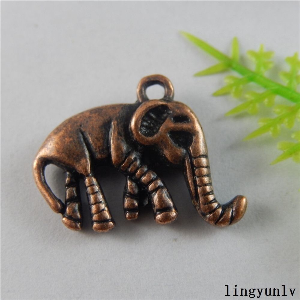10 pcs Copper Red Elephant Charms Necklace Pendant Alloy Craft Findings 50784