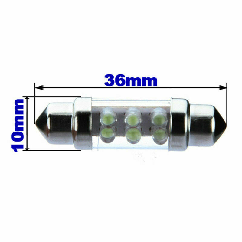 2X 6 LED Pure White Car Festoon Interior Dome C5W Light Lamp Bulb 36mm DC 12V