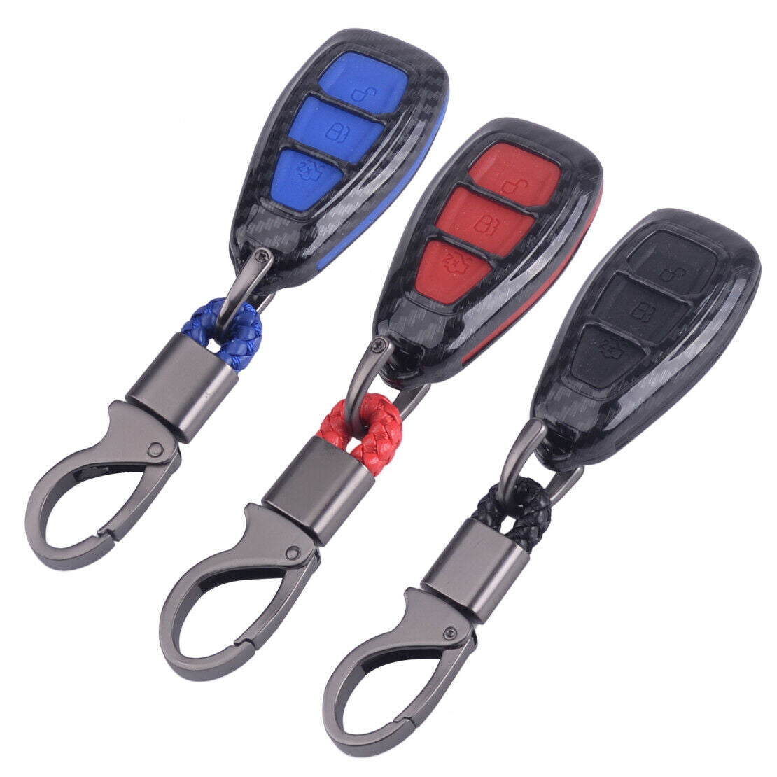 3-Buttons Carbon Remote Key Cover Frame fit for ford Focus Fiesta Kuga C-Max as