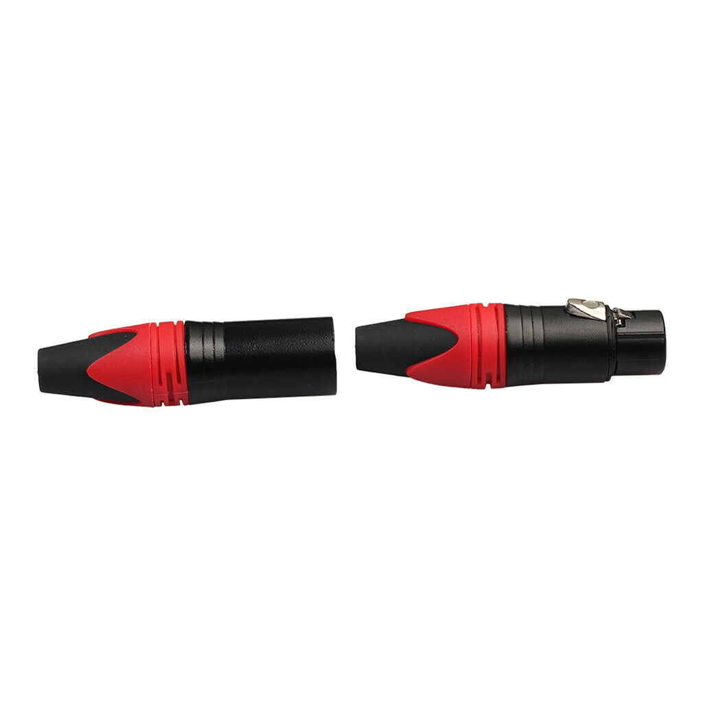 10 Piece Red 3 Pin XLR Solder Type Connector - 5 Male and 5 Female Plug Cable