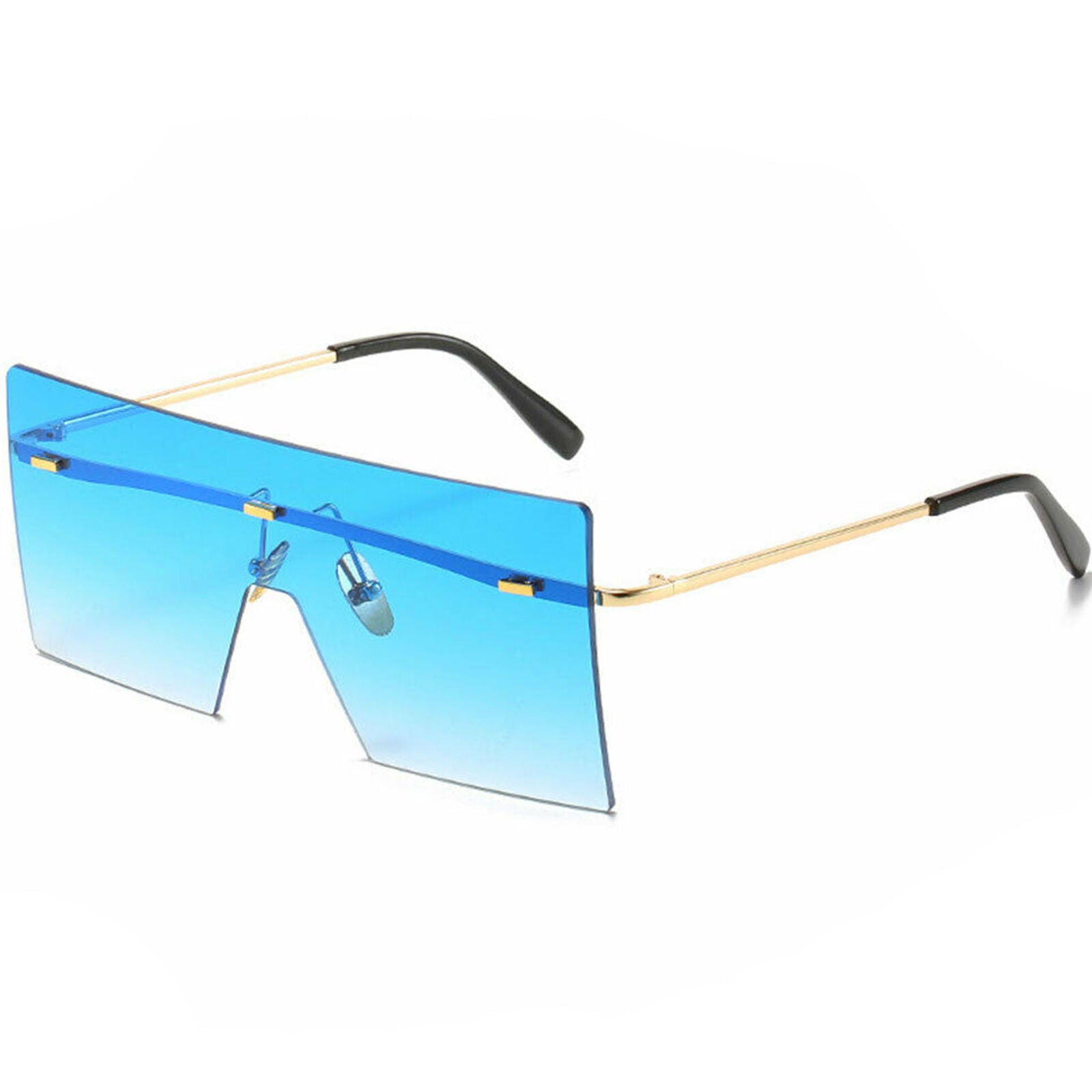 Rimless Oversized XXL Mirrored Square Sunglasses Women Outdoor Shade Glasses