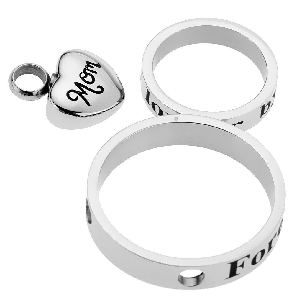 Forever in My Heart Stainless Steel Urn Pendant Double Loop Urn Mom
