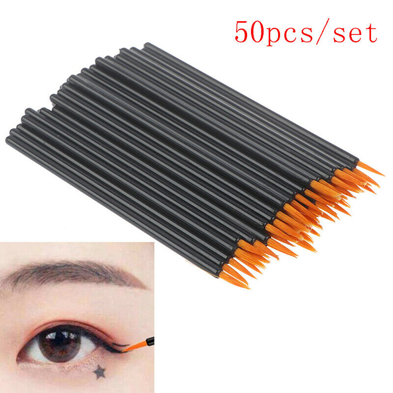 50Pcs Disposable Eyeliner Brushes Individual Applicator Fibre Swab Liner BDEAU