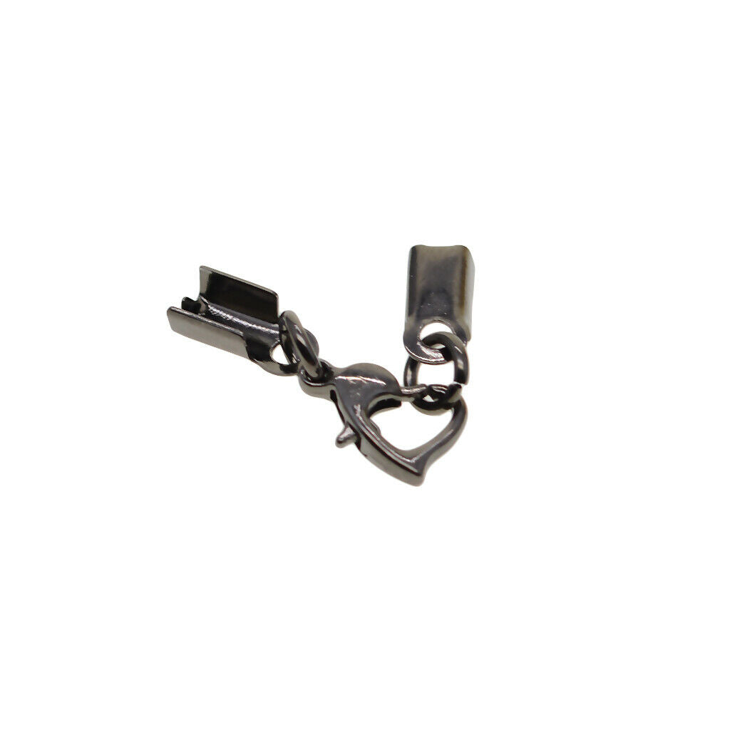12 Sets Lobster Clasps Fold Over Crimp End Caps Bracelet Connector Jet Black