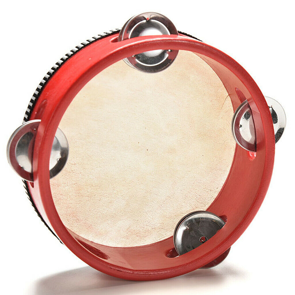 6"  Head Tambourine Drum Musical Instrument Dance Party KTV Red