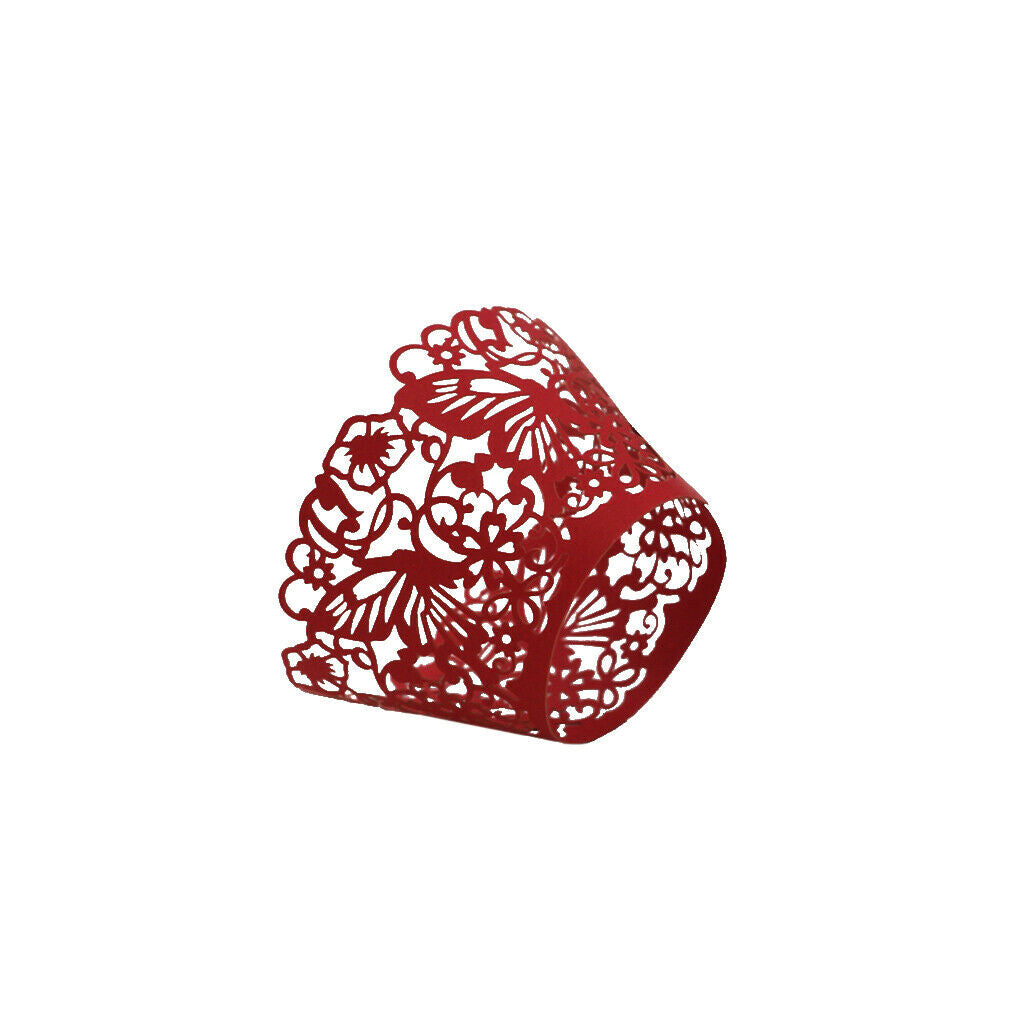 50x Pearly Paper Butterfly Lace Cup Cake Wrappers Wedding Party Decor Red