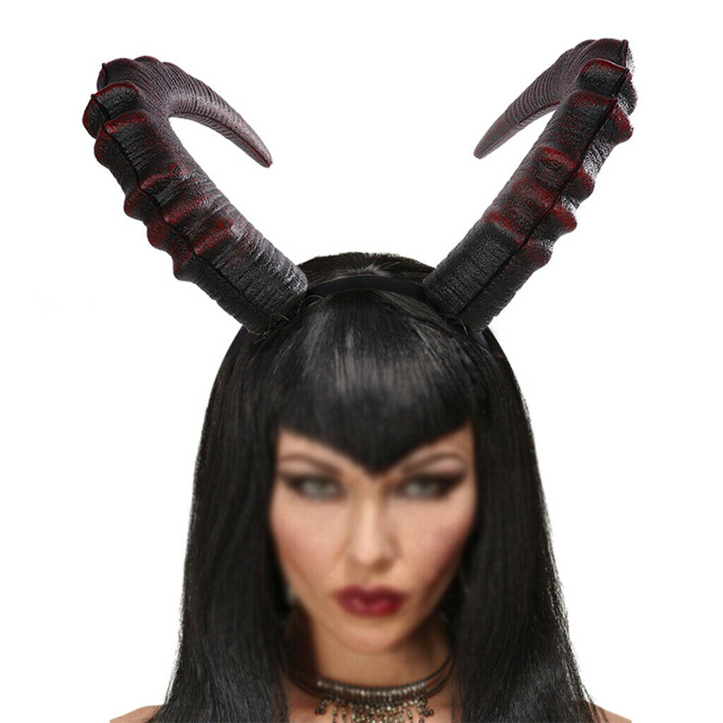 Long Devil Horn Headband Ox Horn Hair Hoop Dress for Halloween Costume