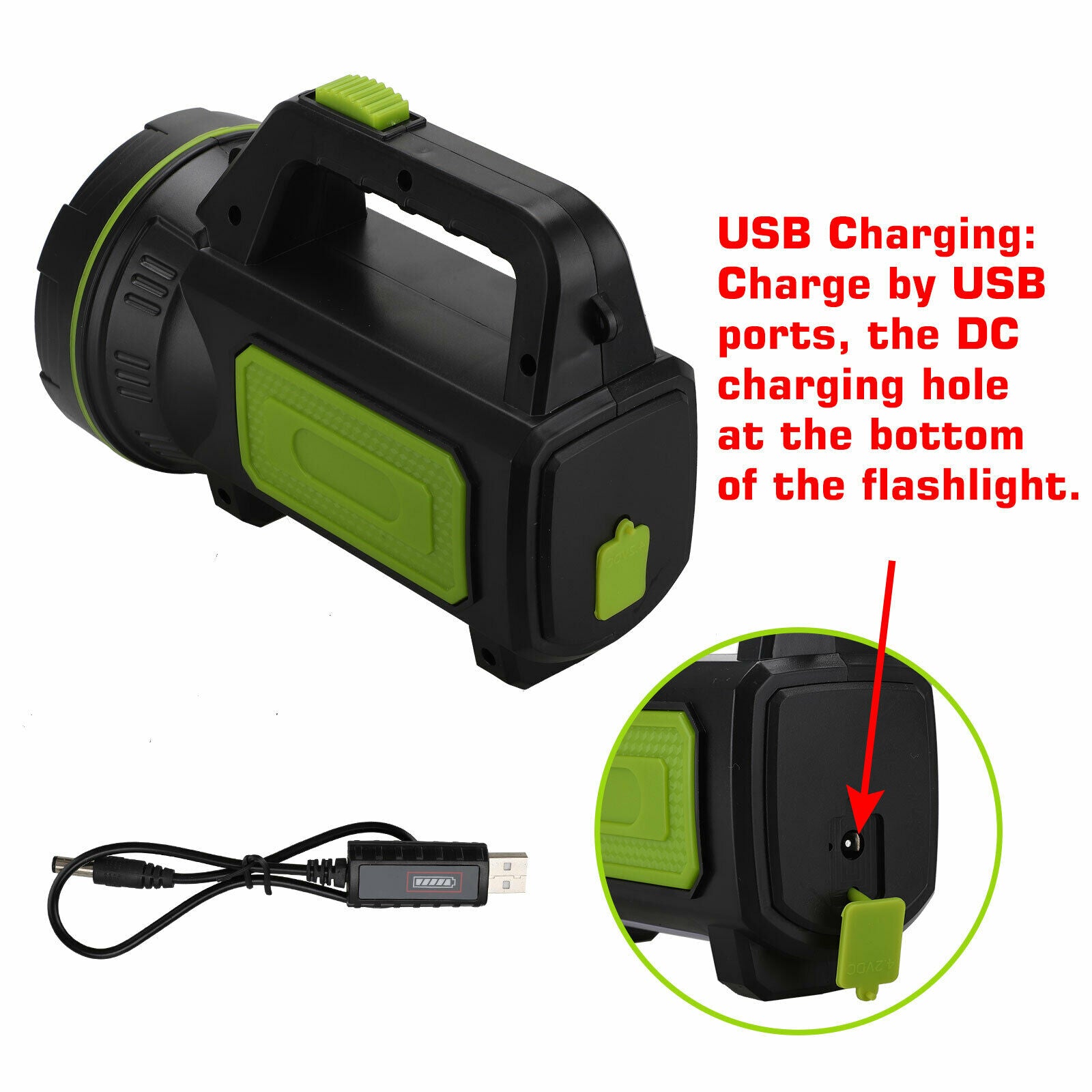 Super Bright LED Searchlight Rechargeable Handheld Spotlight Flashlight Portable