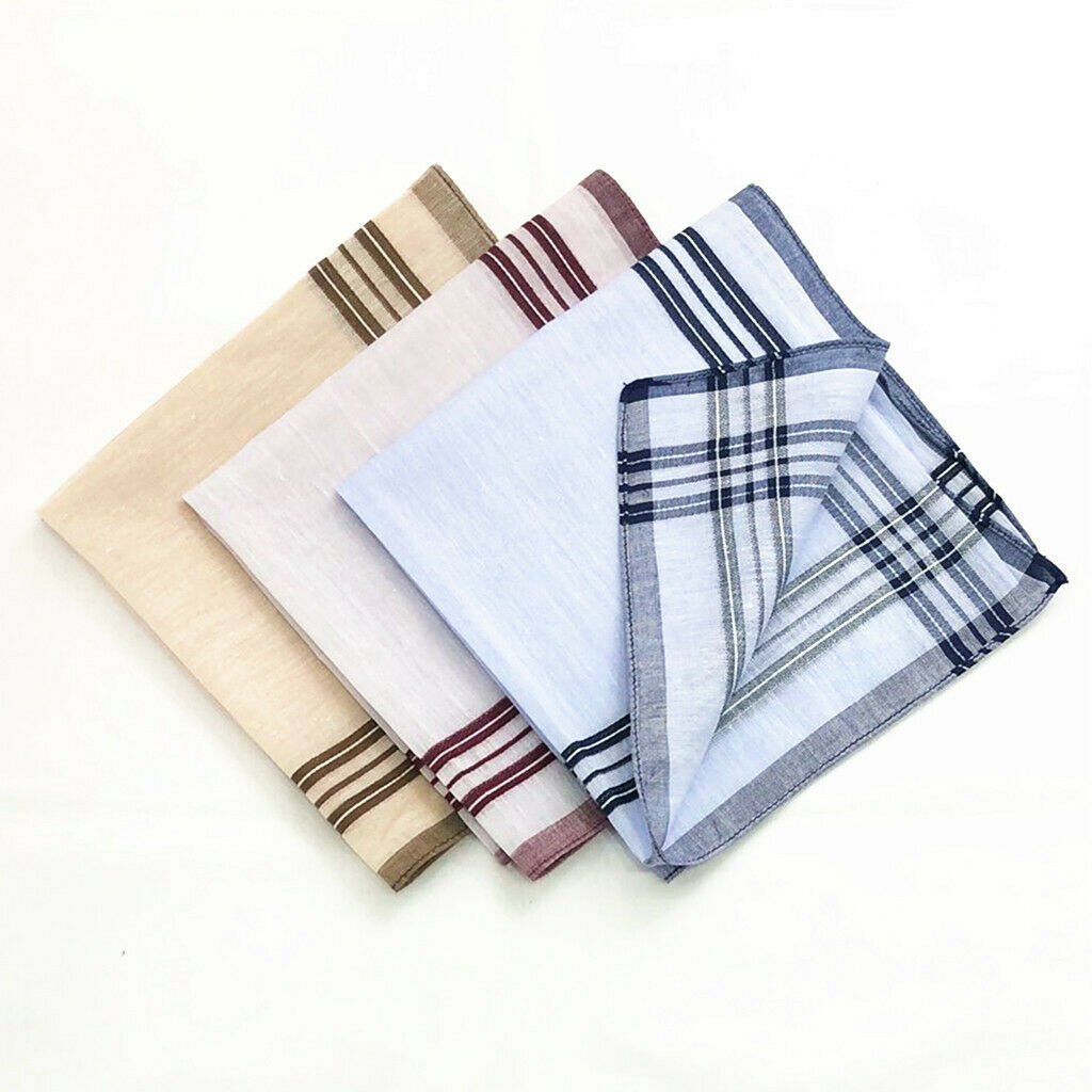12x Pure Cotton Handkerchiefs Classic Soft Hanky Pocket Square Kerchief 38cm