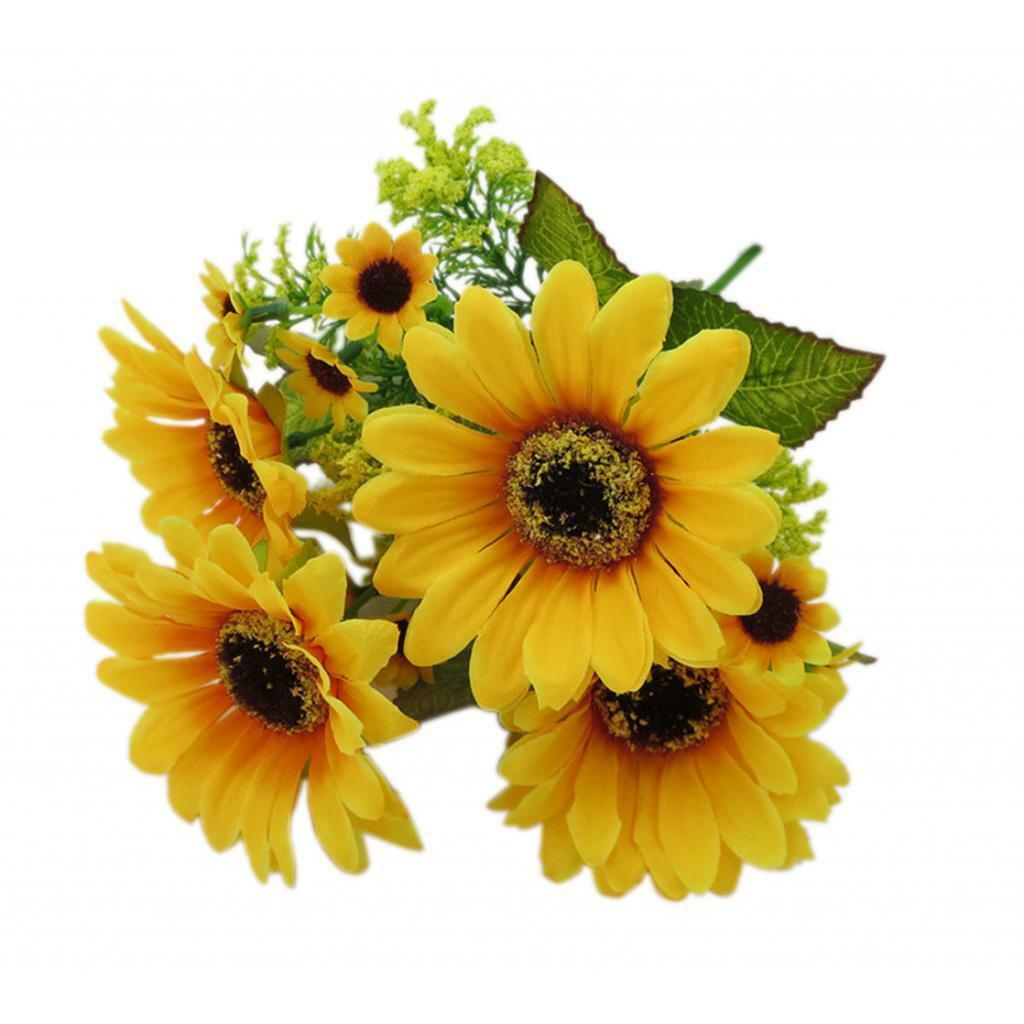 Artificial Flower Blossom Sunflower Bouquet for Wedding Party Home DIY Decor
