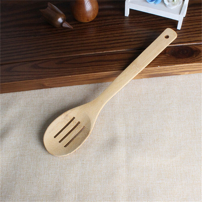 6x/Set Bamboo Utensil Kitchen Wooden Cooking Tools Spoon Spatula Mixing .DD