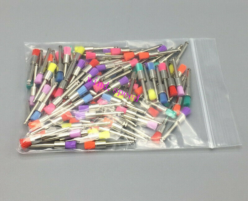 100pcs Colorful Nylon Polishing Brushes Dental Latch Flat Polisher Brush Small