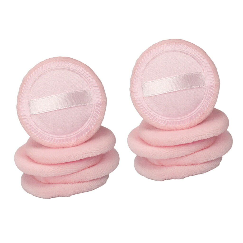 10x Soft Flocking Cosmetic Blusher Face Powder Foundation Puff Blender Pink