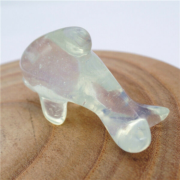 50x28x15mm White Opal Carved Dolphin Statue Reiki Healing Home Decoration HH8131