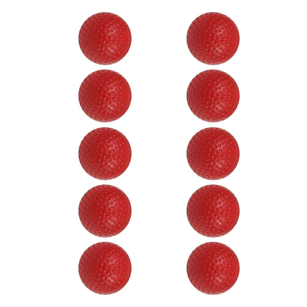 10 Pieces Practice Golf Ball PU Dimpled Elastic Training Golf Ball Red