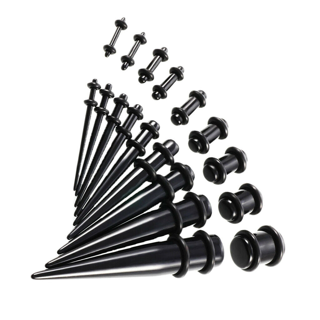 36 Pieces Ear Gauges Stretching Kit Plugs Tunnel Taper 14G-00G Expanders Kit