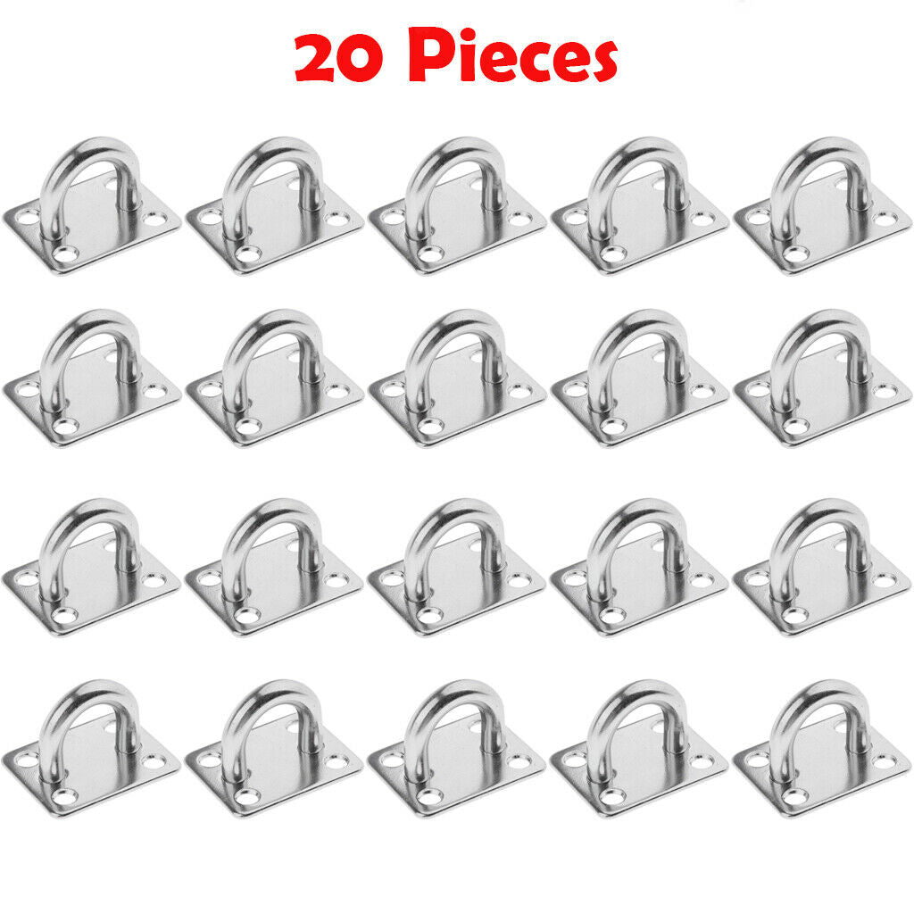 20 Pcs M5 Wall Ceiling Hook Stainless Steel Pad Eye Plate Marine Boat Rigging